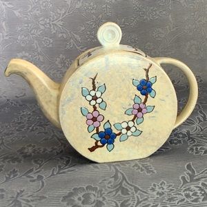 Teapot  Art Deco Flowers LIKE A Clarice Cliff